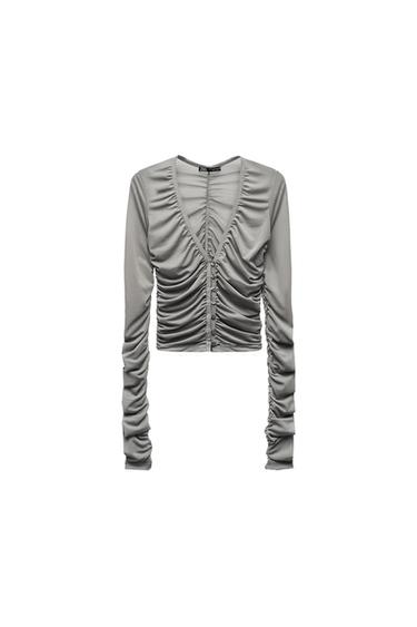 RUCHED TULLE TOP