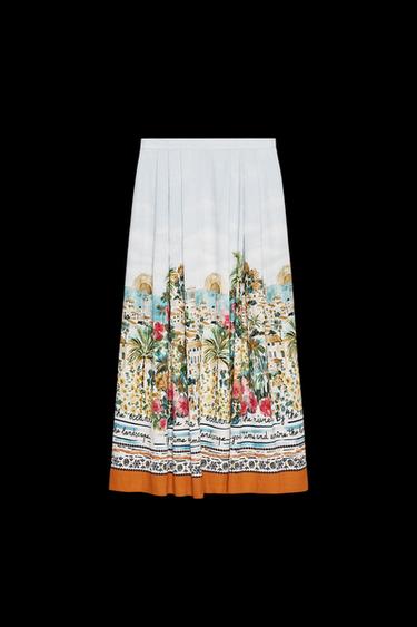 FALDA MIDI CAPA ESTAMPADA - Multicolor de Zara - Imagen 0