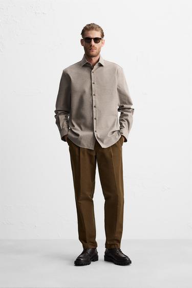 TEXTURED COTTON SHIRT - Beige by Zara - Image 0