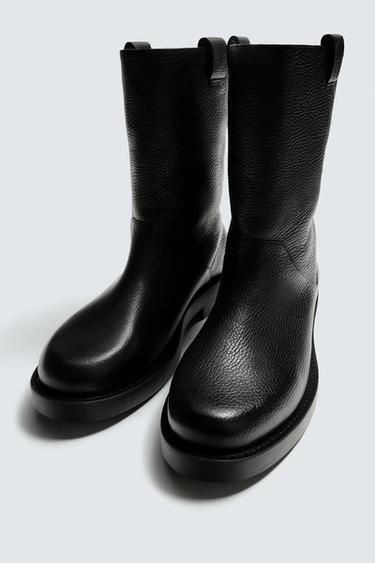 LEATHER KNEE-HIGH BOOTS - Black by Zara - Image 1
