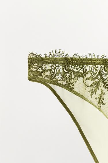 DOTTED MESH LACE BRIEFS - Green by Zara - Image 7