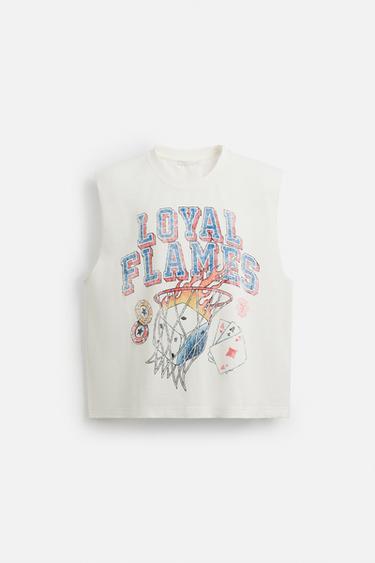 T-SHIRT IMPRIMÉ DÉLAVÉ - Blanc cassé de Zara - Image 6
