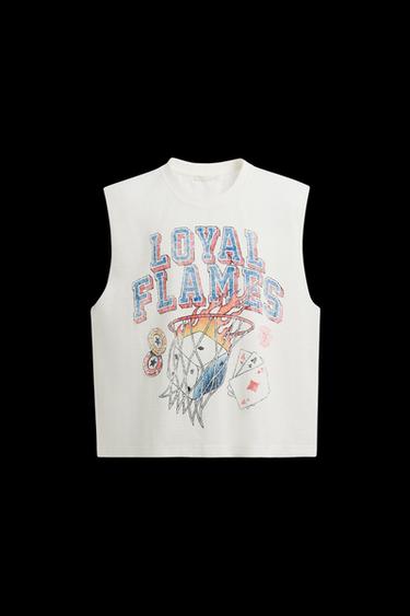 Zara WASHED PRINT T-SHIRT - Oyster-white