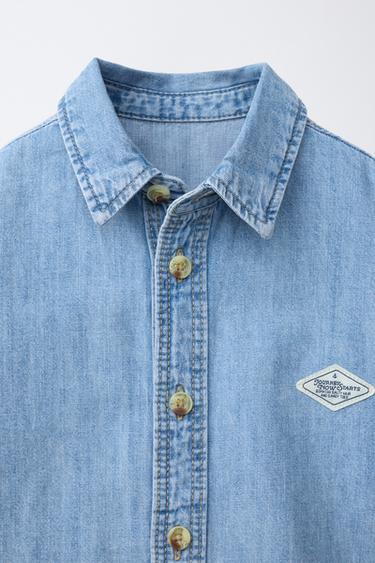 LABEL DENIM SHIRT - Light blue by Zara - Image 2