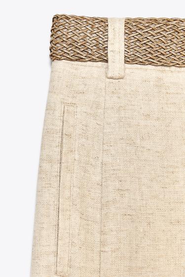 RUSTIC TROUSERS WITH BELT - Light beige by Zara - Image 5