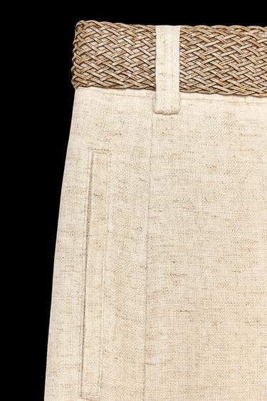 HOSE AUS FESTEM GEWEBE MIT GÜRTEL - Hellbeige von Zara