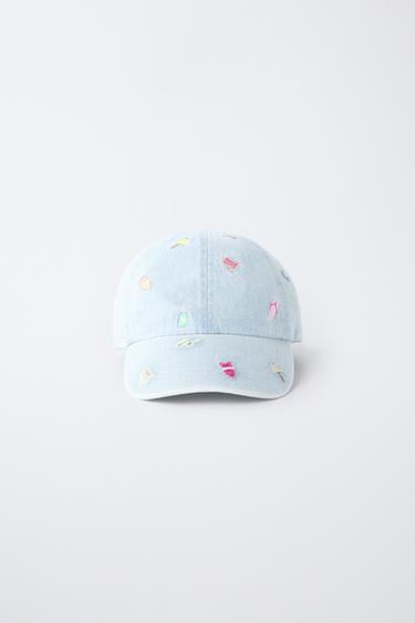 CASQUETTE EN DENIM À BRODERIES D'ÉTÉ - Bleu clair de Zara