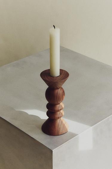 WOOD CANDLESTICK - Brown by Zara