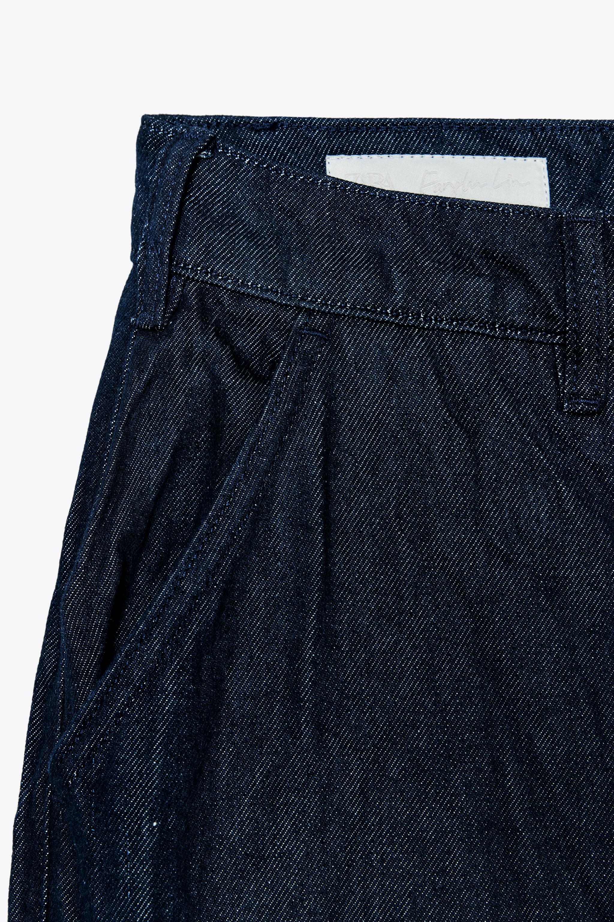 ZARA リンクルフィニッシュ デニムパンツ X FANGLU LIN 3991/473 リンクルフィニッシュ デニムパンツ X FANGLU LIN - ブルー