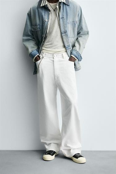 BAGGY FIT JEANS - White by Zara