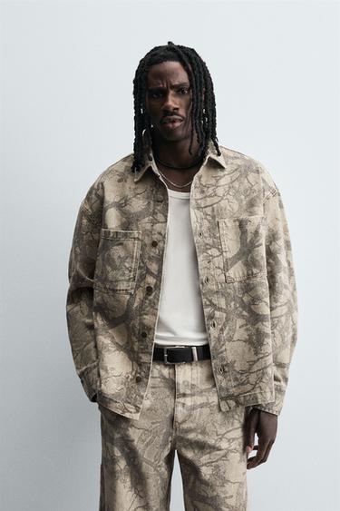 ABSTRACT PRINT OVERSHIRT - camel by Zara