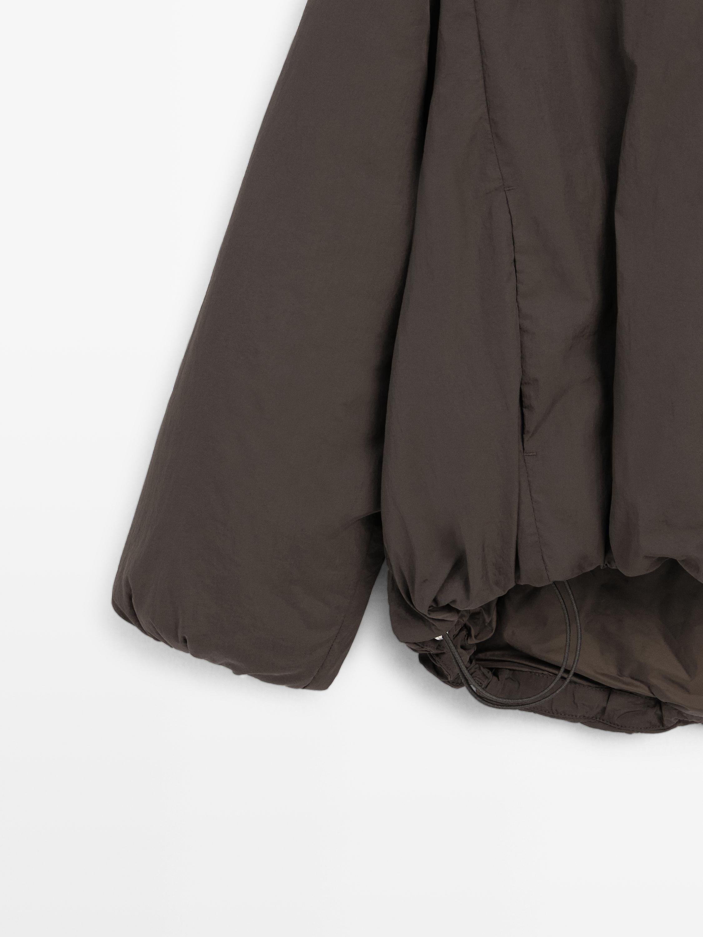 Water-repellent bomber jacket with hood