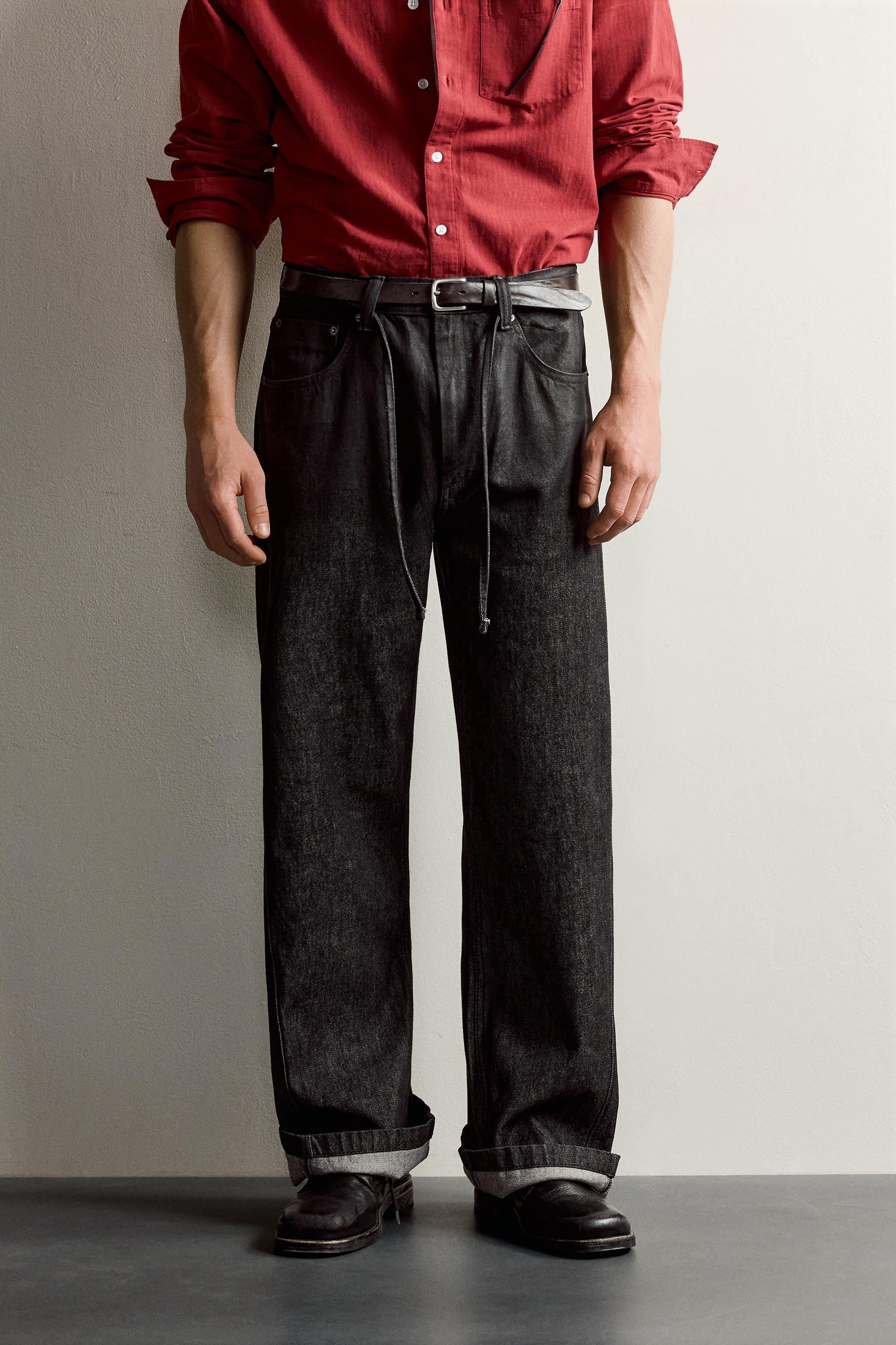 JEAN COUPE DÉCONTRACTÉE ÉVASÉE AVEC CEINTURE