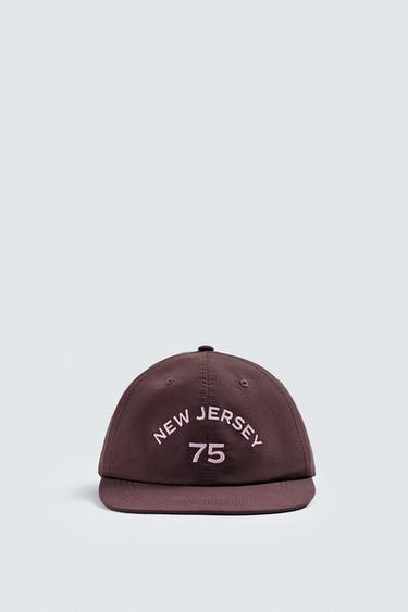 EMBROIDERED FLAT PEAK CAP - Burgundy by Zara - Image 1