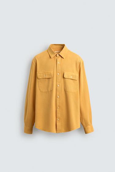 CHEMISE LYOCELL - COTON À POCHES - Jaune vif de Zara - Image 6
