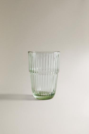 STRIPED COLOURED GLASS TUMBLER - Green by Zara - Image 0