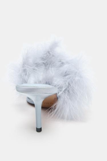 FEATHER HEELED SANDALS - Sky Blue by Zara - Image 4
