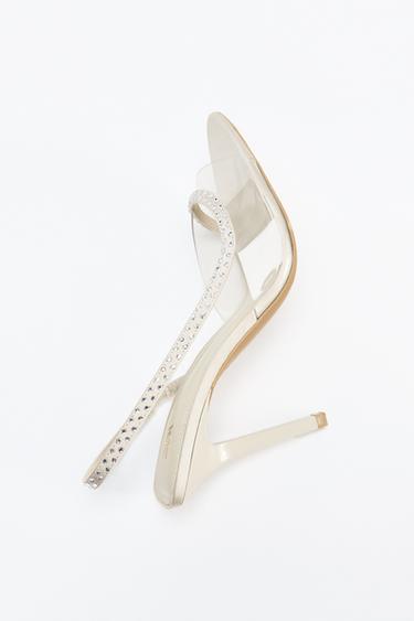 RHINESTONE VINYL HEELED SHOES - Ecru by Zara