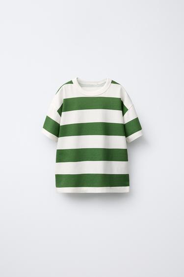 Zara BASIC STRIPED T-SHIRT - Green stripe