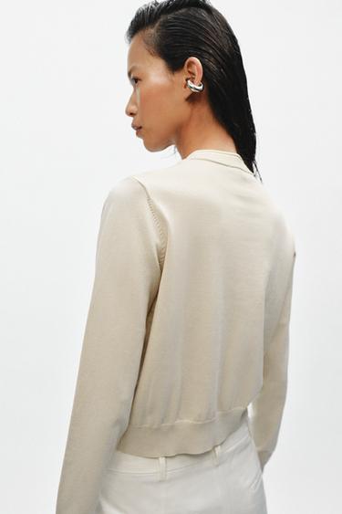 DOUBLE-LAYER KNIT JACKET - Dark camel by Zara - Image 2
