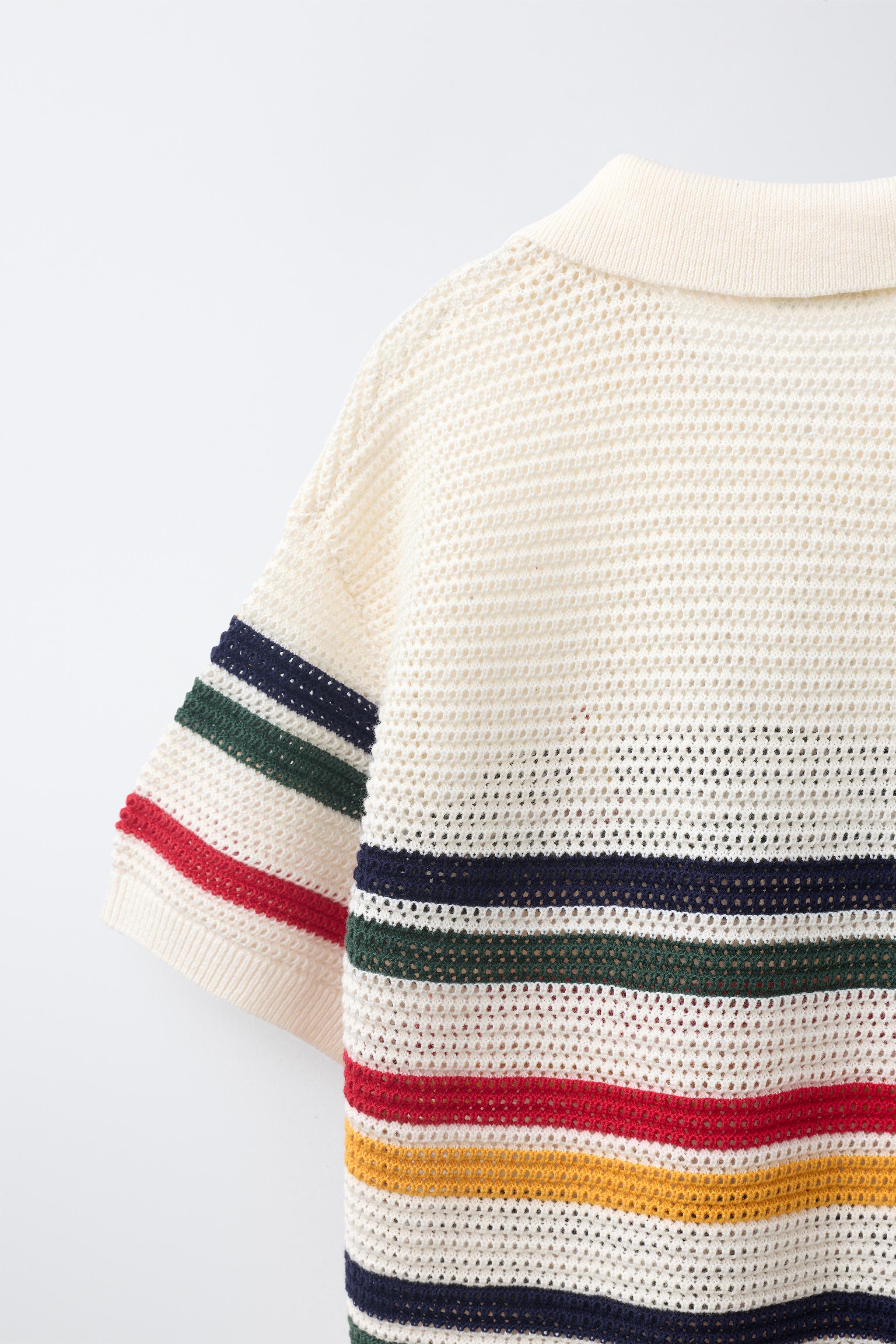 Детские свитеры Zara STRIPED KNIT POLO WITH BOAT EMBROIDERY — фото 4