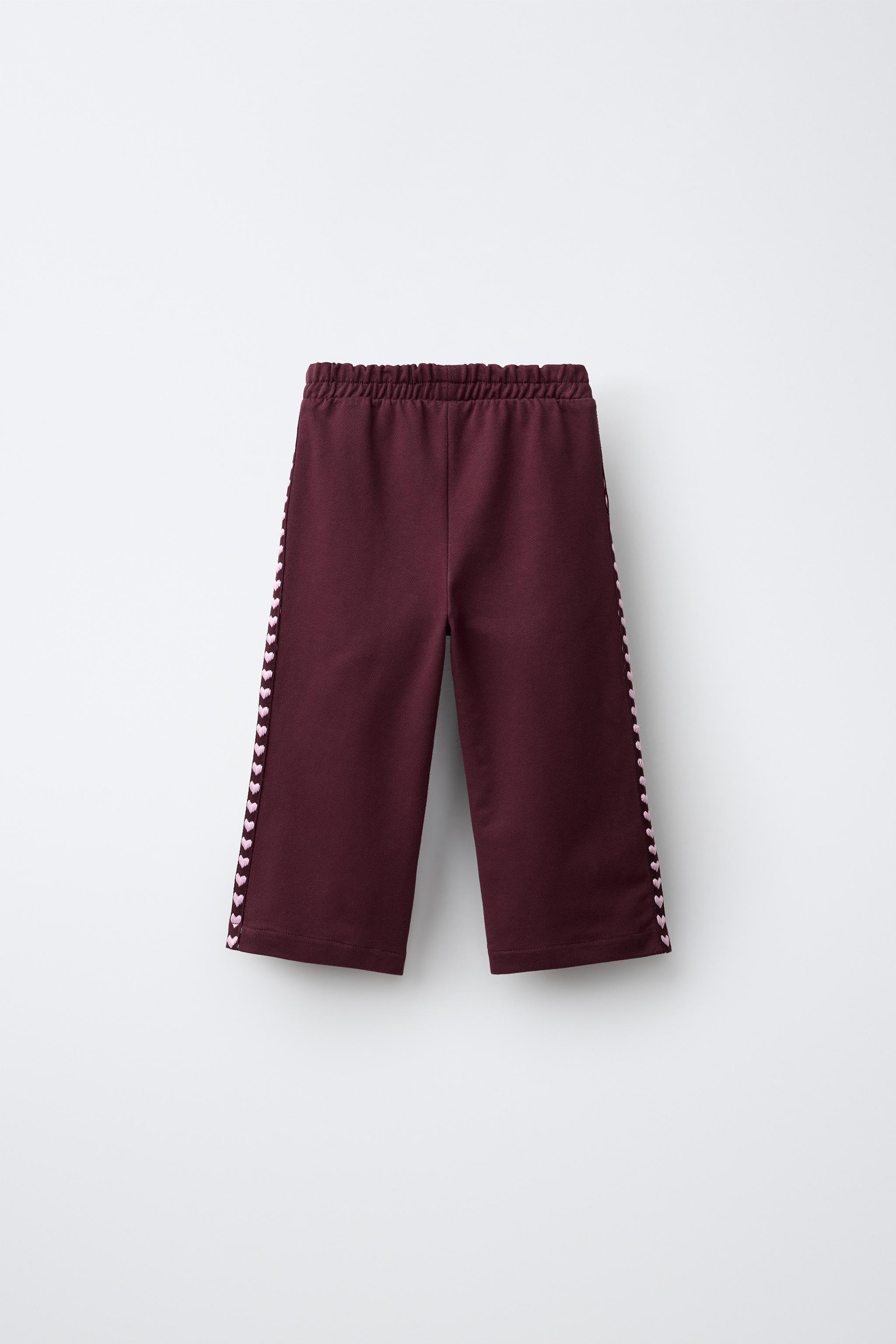 EMBROIDERED HEART WIDE-LEG SWEATPANTS