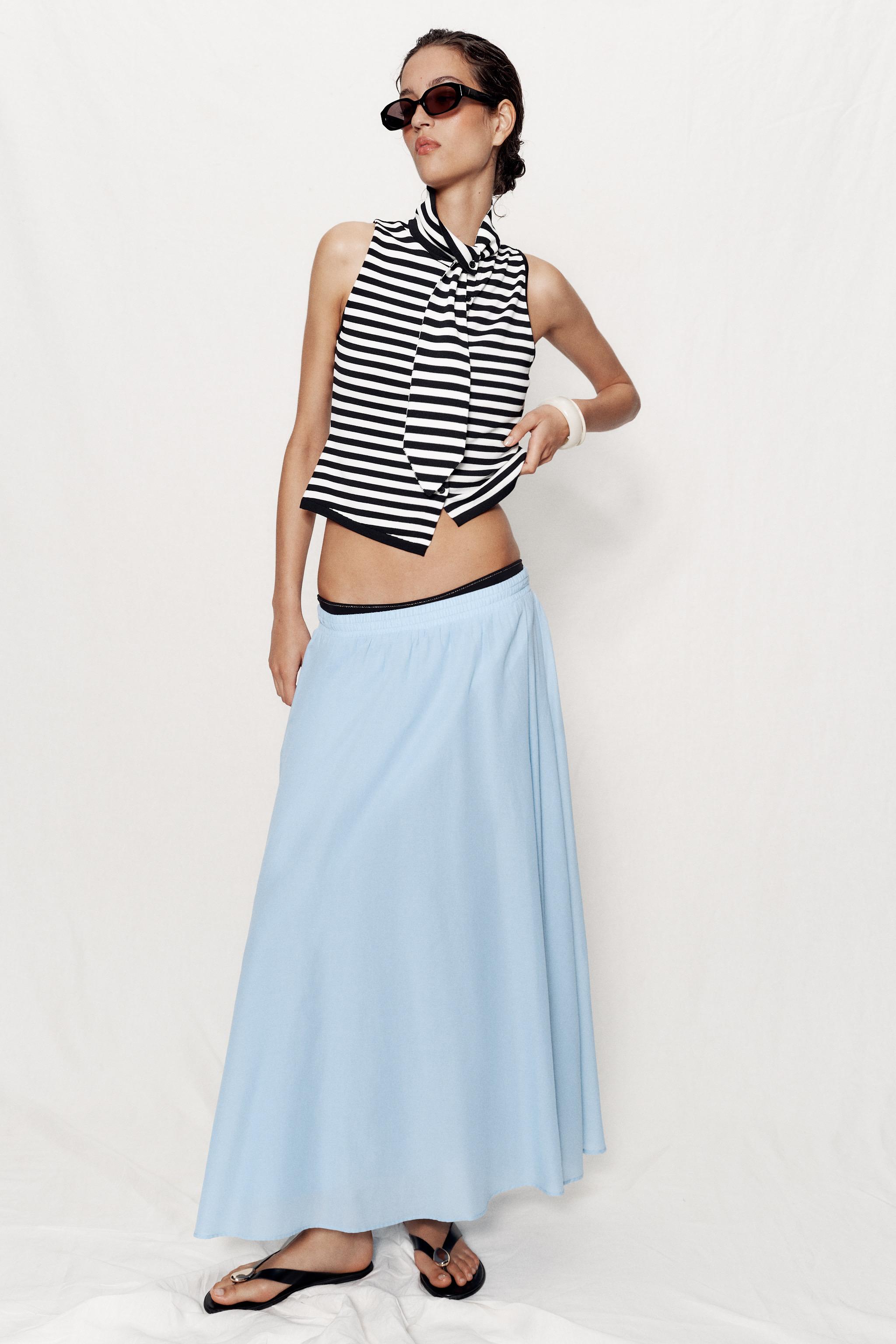 STRIPED BOW KNIT TOP — Black / White