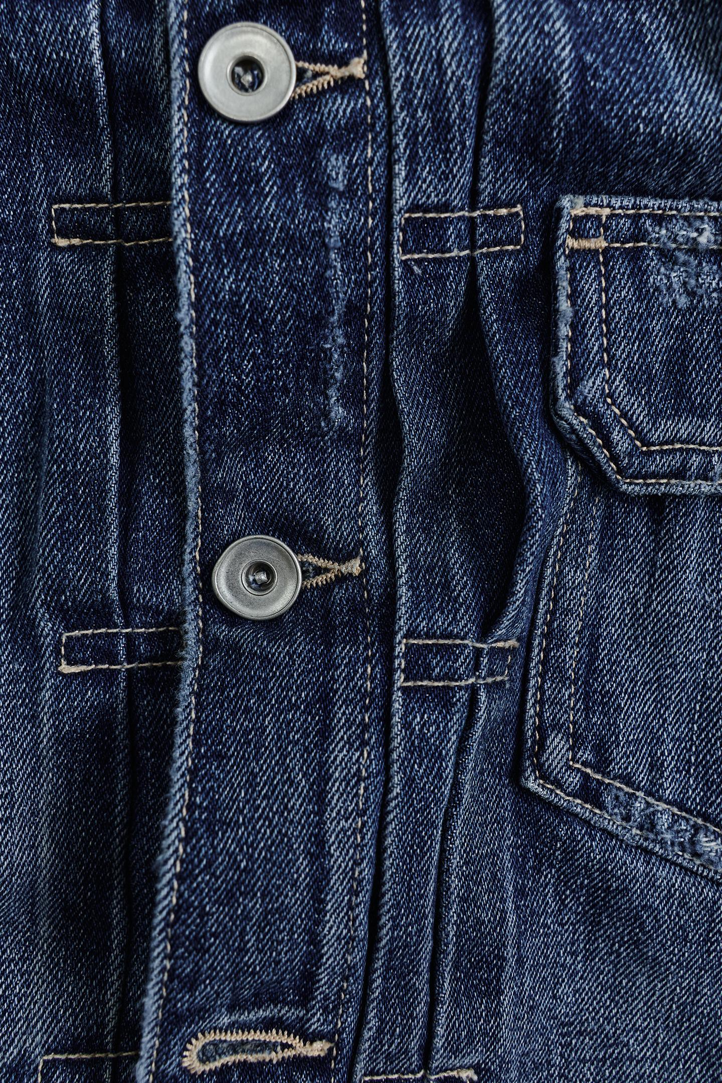 Детская куртка Zara Denim Jacket with Buckle, цвет: Синий — фото 7