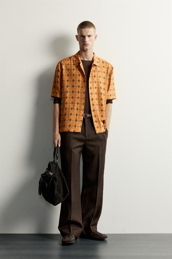 GEOMETRIC PRINT FLOWING SHIRT - Ochre by Zara - Image 0