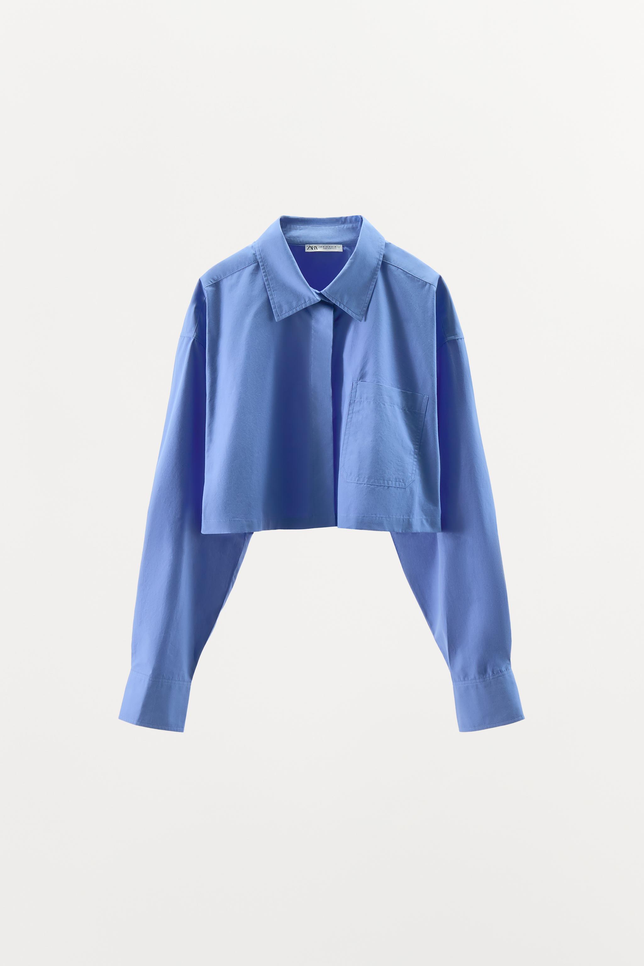 CROPPED POPLIN SHIRT - Indigo | ZARA United States