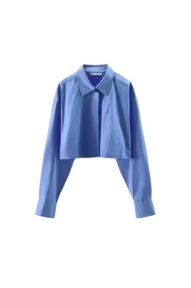 CROP POPLIN SHIRT - Indigo by Zara - Image 0