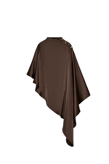 TOP FLUIDE SATINÉ ASYMÉTRIQUE - Marron de Zara