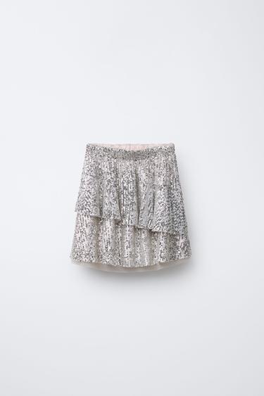 FALDA MINI LENTEJUELAS - Plata de Zara - Imagen 0