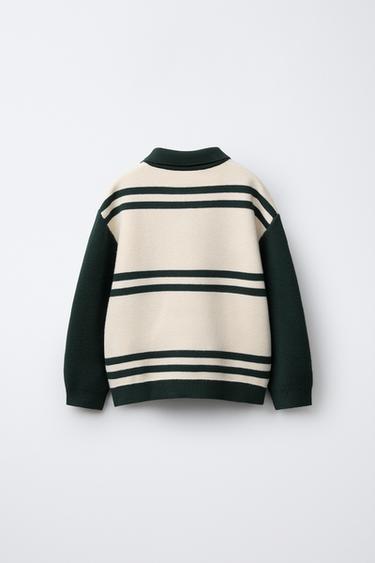 POLO EN MAILLE VARSITY - Vert foncé de Zara - Image 1