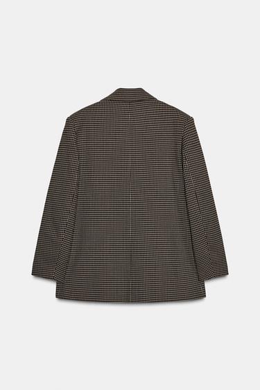 OVERSIZE DOUBLE-BREASTED CHECK BLAZER - Brown / Ecru by Zara - Image 6