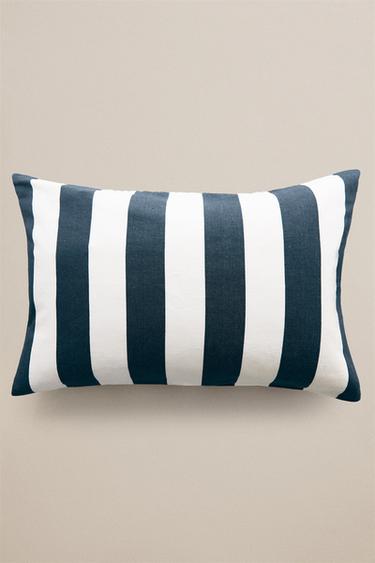 WIDE STRIPE THROW PILLOW COVER — Blue 1