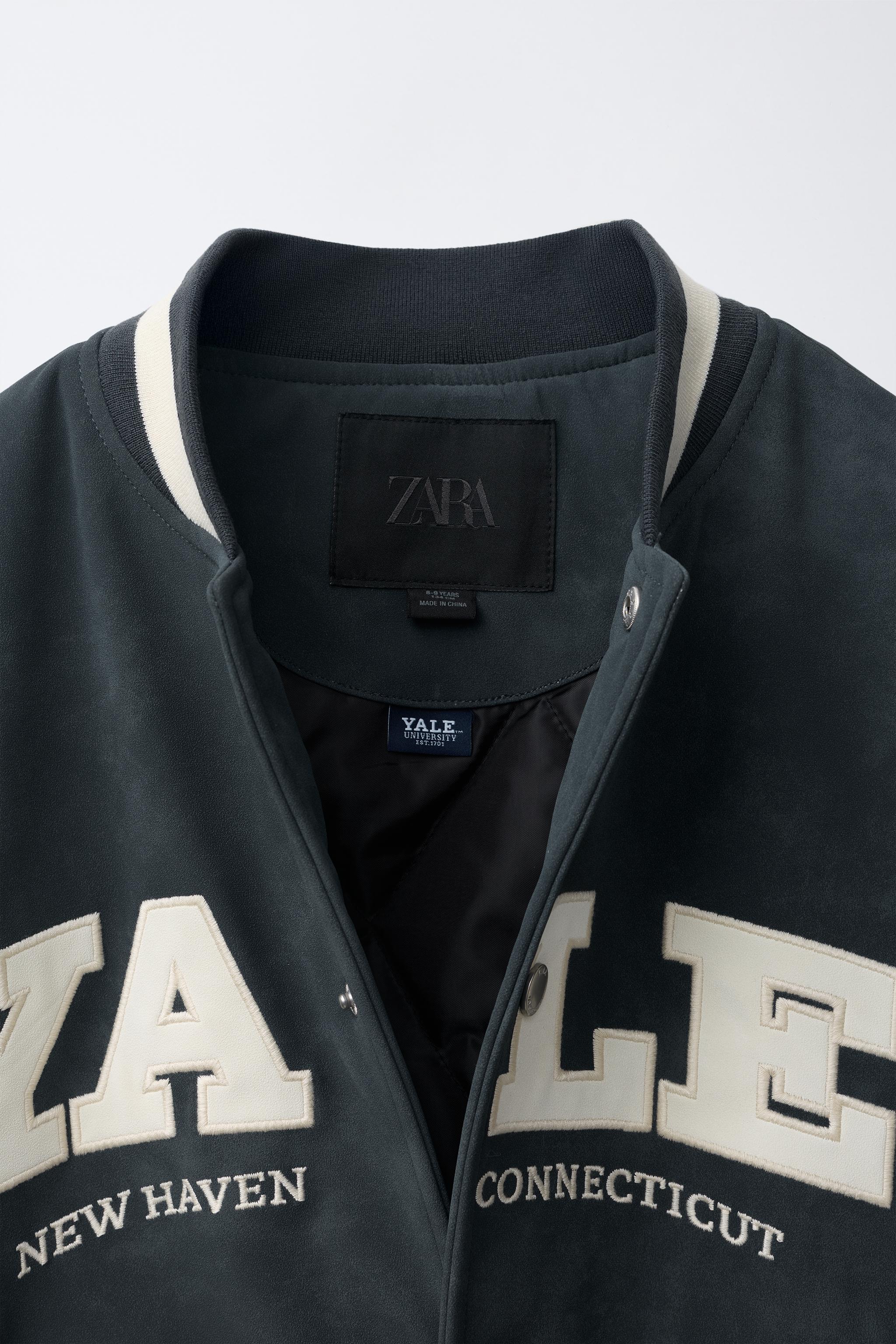 YALE™ PRINTED FAUX LEATHER BOMBER JACKET - Blue | ZARA Canada