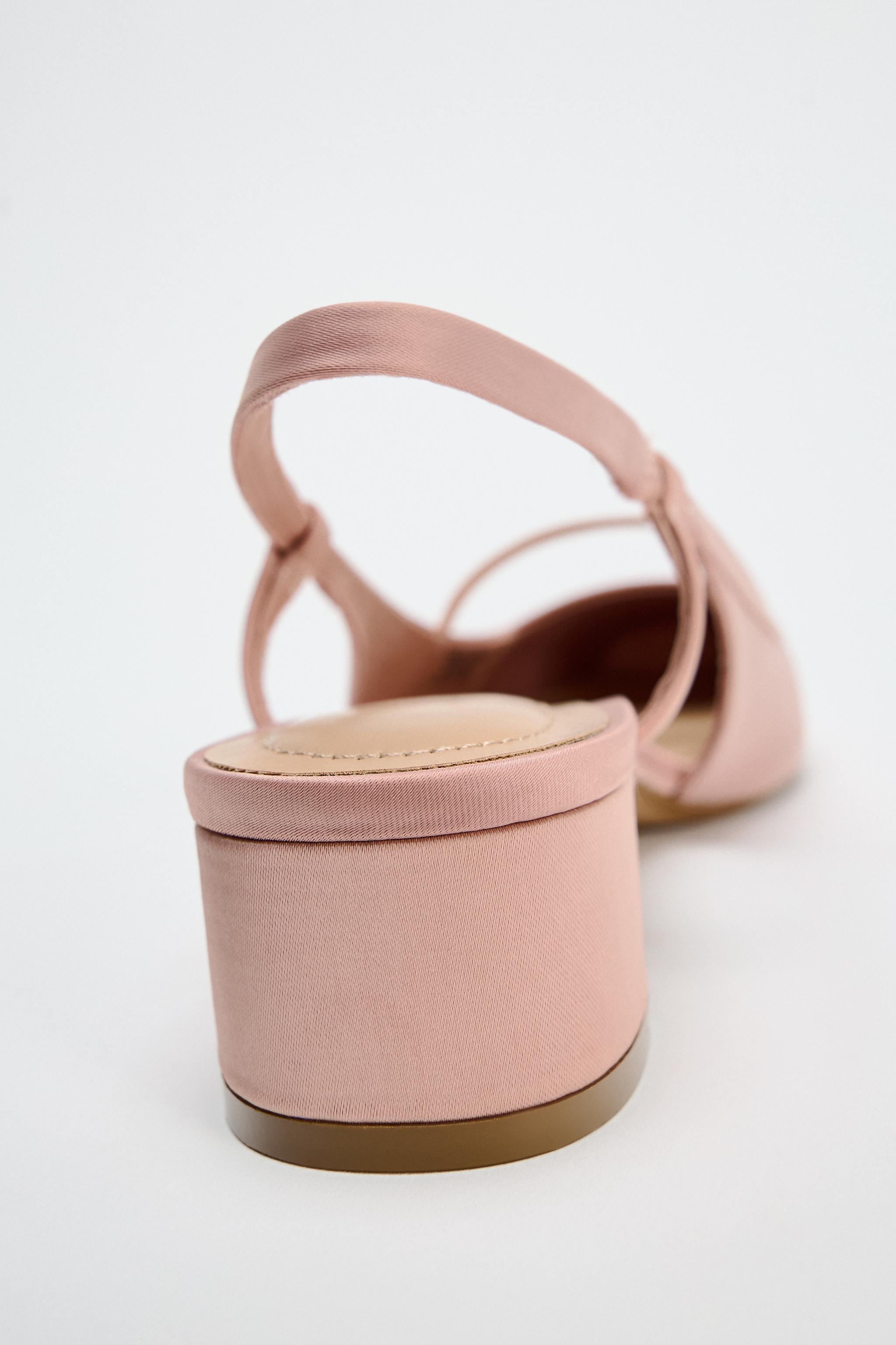 SATIN FINISH SLINGBACK SHOES - Pink | ZARA Thailand SATIN FINISH SLINGBACK SHOES - Pink | ZARA Thailand