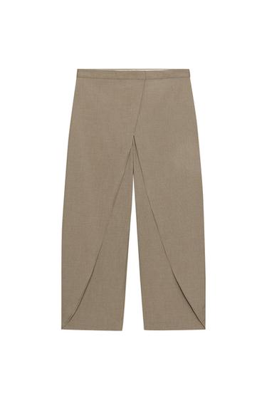 PANTALÓN CRUCE DELANTERO ZW COLLECTION - Tostado de Zara