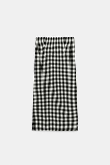 DRAPED GINGHAM SKIRT - Black / White by Zara - Image 5