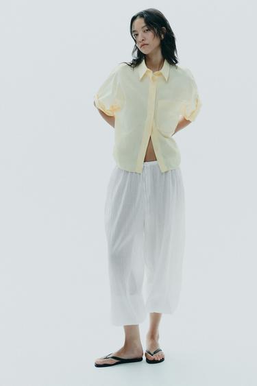 Zara POPLIN POCKET SHIRT - Yellow - Image 0