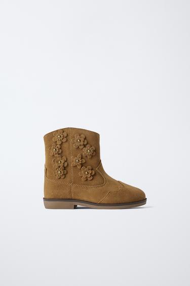 LEATHER COWBOY BOOTS - Sand Brown by Zara