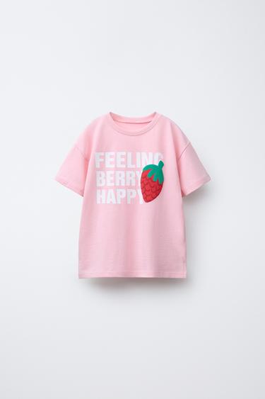 CAMISETA ESTAMPADO RELIEVE - Rosa claro de Zara