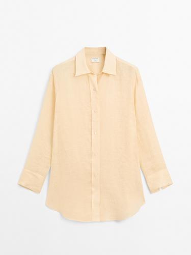 Camisa larga 100% lino - STUDIO - Amarillo de Zara - Imagen 0