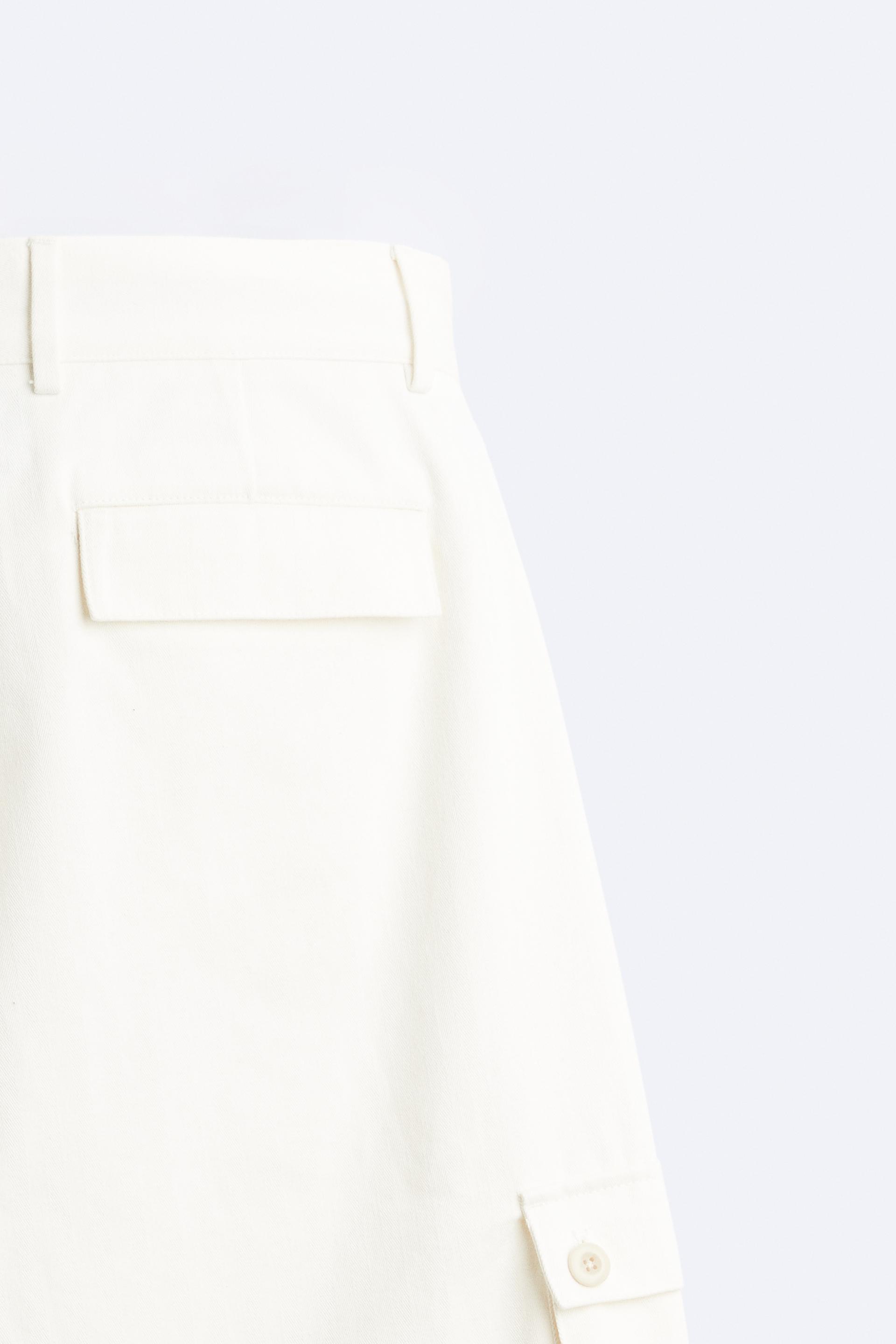 TEXTURED CARGO PANTS - White