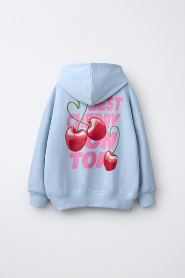 FRUIT PRINT HOODIE - Light blue by Zara - Image 1