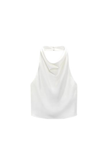 SATIN EFFECT HALTER TOP