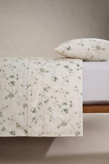 DRAP DE DESSUS SATIN IMPRIMÉ FLEUR - Vert de Zara - Image 3