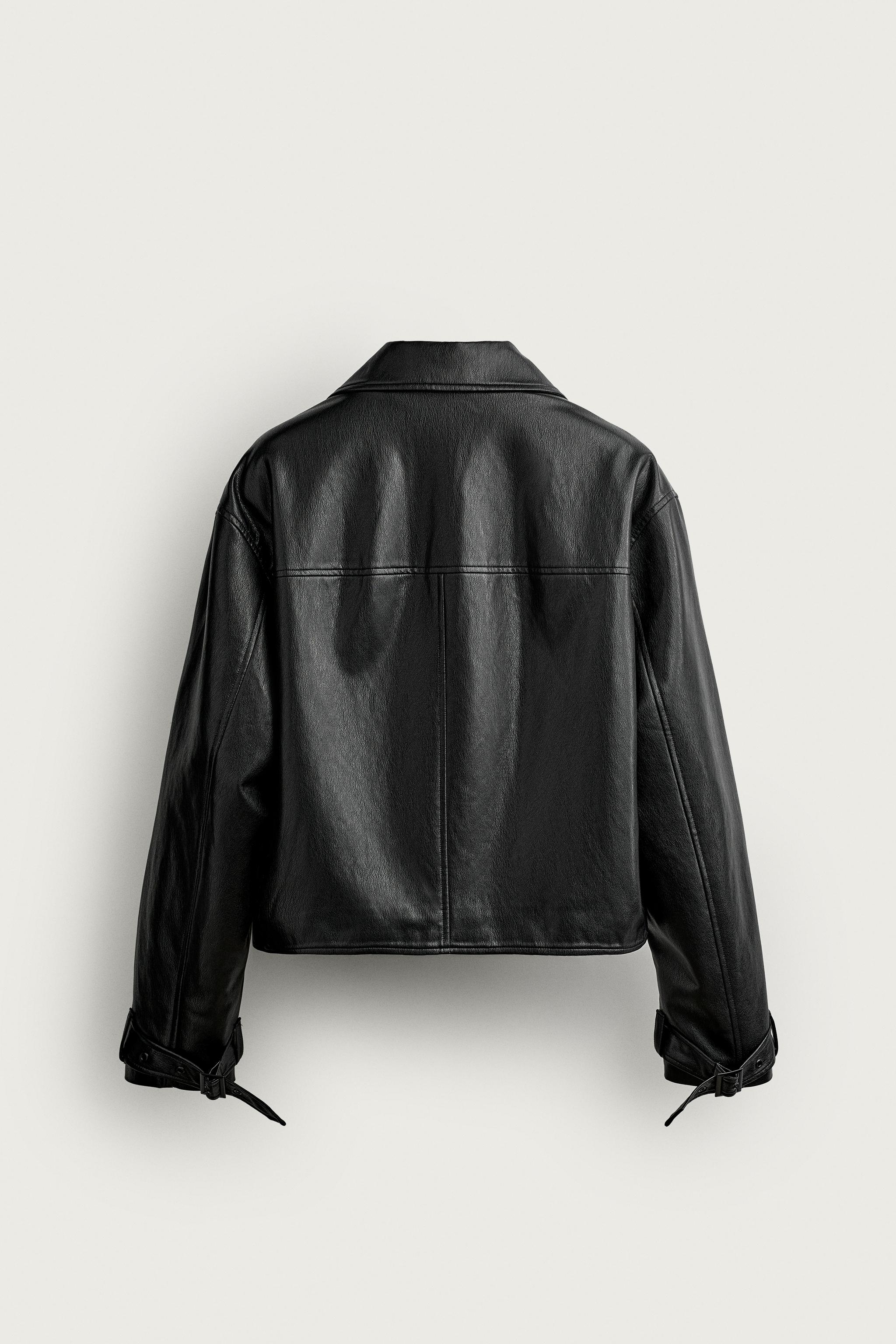 CROPPED FAUX LEATHER JACKET