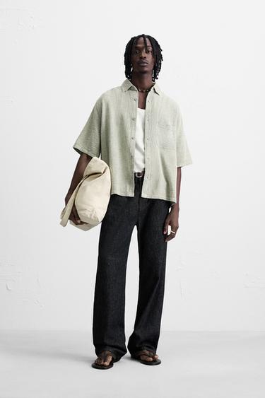 Zara WASHED TEXTURE SHIRT - Washed green - Image 0